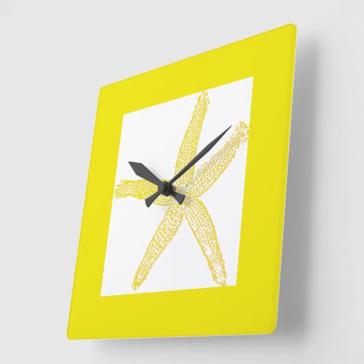 Yellow White Cool Quadratische Wanduhr (Winkel)