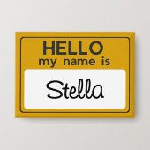 Yellow White Custom Name Hello My Name Is Button (Vorderseite)