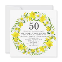 Yellow White Daffodil Botanicals 50. Geburtstag