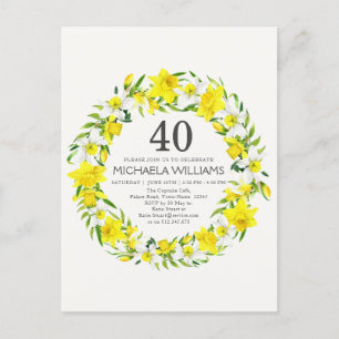 Yellow White Daffodils 40. Geburtstag Einladung Postkarte