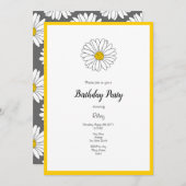 Yellow White Daisy Gray Yellow White Daisy Pattern Einladung (Vorne/Hinten)