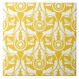 Yellow &white elegant floral pattern fliese