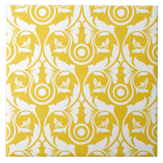 Yellow &white elegant floral pattern fliese