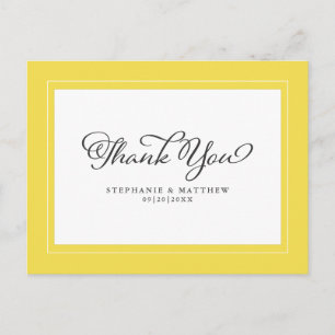 Yellow & White Elegante Moderne Hochzeit Vielen Da Postkarte