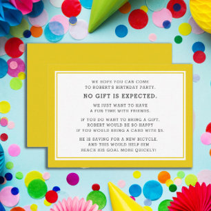 Yellow White Fiber 5 Dollar Geburtstagsparty Begleitkarte