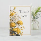 Yellow & White Floral Danke Karte (Stehend Vorderseite)