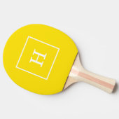 Yellow White Framed Initial Monogram Tischtennis Schläger (Seitenansicht)