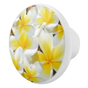 Yellow White Frangipani Bouquet, Keramikknauf