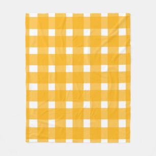 Yellow White Gingham Pattern Fleecedecke