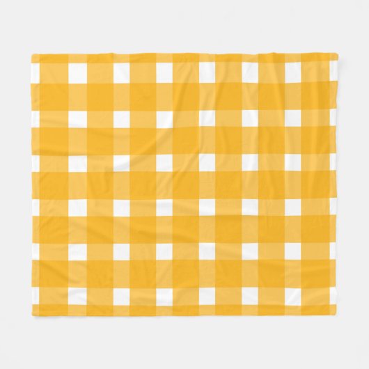 Yellow White Gingham Pattern Fleecedecke (Vorderseite (Horizontal))