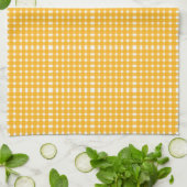 Yellow White Gingham Pattern Geschirrtuch (Gefaltet)