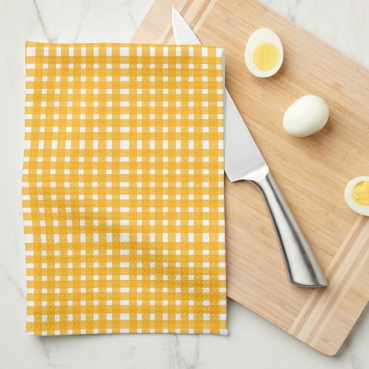 Yellow White Gingham Pattern Geschirrtuch (Viertel Falte)