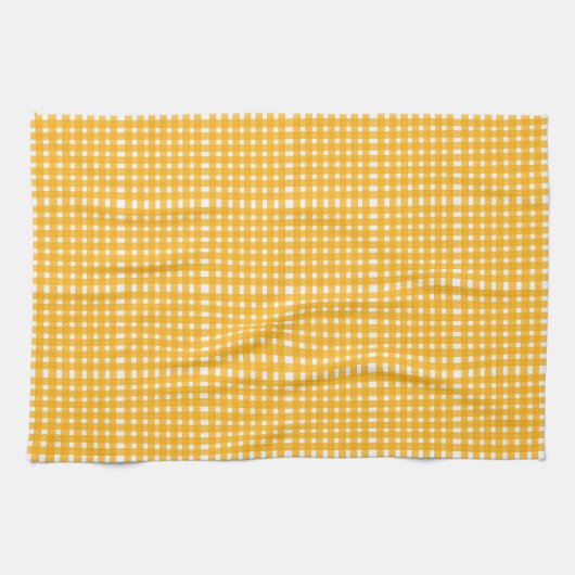 Yellow White Gingham Pattern Geschirrtuch (Horizontal)