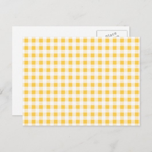 Yellow White Gingham Pattern Postkarte (Vorne/Hinten)