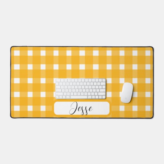 Yellow White Gingham Pattern Schreibtischunterlage (Tastatur & Maus)