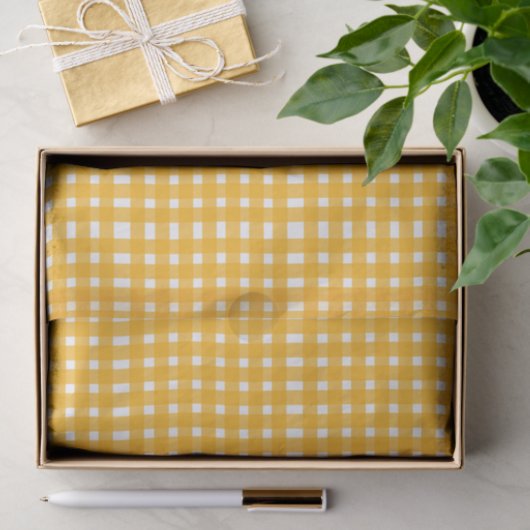 Yellow White Gingham Pattern Seidenpapier (Geschenk)