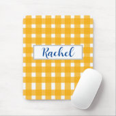 Yellow White Gingham Personalisiert Mousepad (Mit Mouse)