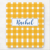 Yellow White Gingham Personalisiert Mousepad (Vorne)