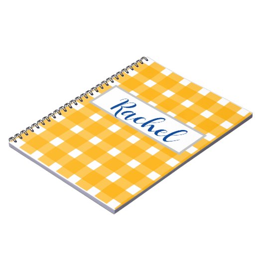 Yellow White Gingham Personalisiert Notizblock (Linke Seite)