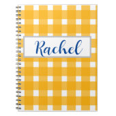 Yellow White Gingham Personalisiert Notizblock (Vorderseite)