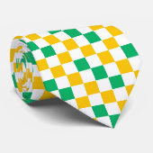 Yellow White Green Checkered Design  Krawatte (Gerollt)