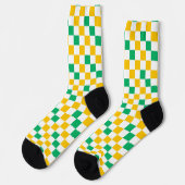 Yellow White Green Checkered Design  Socken (Linkes Detail)