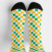 Yellow White Green Checkered Design  Socken (Oben)