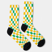 Yellow White Green Checkered Design  Socken (Rechts)