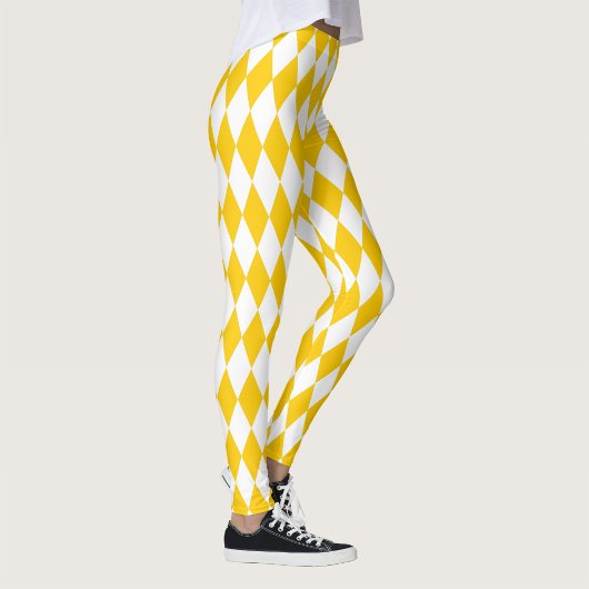 Yellow White Harlequin Diamonds Schachbretts Desig Leggings