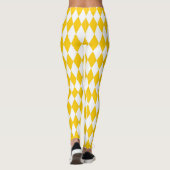 Yellow White Harlequin Diamonds Schachbretts Desig Leggings (Rückseite)