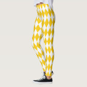 Yellow White Harlequin Diamonds Schachbretts Desig Leggings (Links)