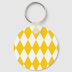 Yellow White Harlequin Diamonds Schachbretts Desig Schlüsselanhänger