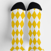 Yellow White Harlequin Diamonds Schachbretts Desig Socken (Oben)
