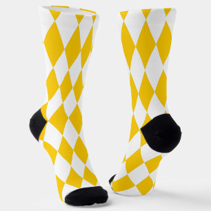 Yellow White Harlequin Diamonds Schachbretts Desig Socken