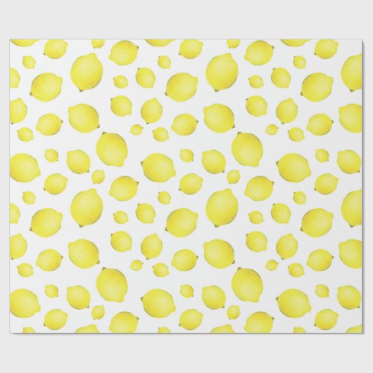 Yellow White Lemon Fruchtmuster Geschenkpapier (Flach)