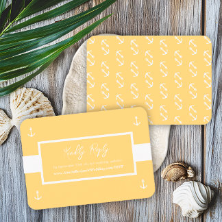 Yellow White Nautical Pattern Website Hochzeit RSV Begleitkarte