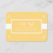 Yellow White Nautical Pattern Website Hochzeit RSV Begleitkarte (Vorderseite)