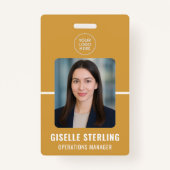Yellow White Personalized Employee ID Card Ausweis (Vorderseite)