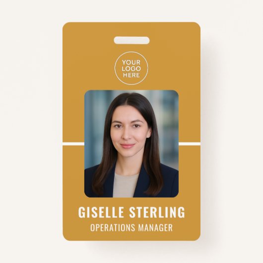 Yellow White Personalized Employee ID Card Ausweis (Vorderseite)