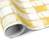 Yellow White Plaid Stripes Birthday Geschenkpapier (Rolleneckpunkt)