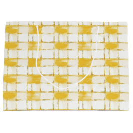 Yellow White Plaid Stripes Birthday Große Geschenktüte