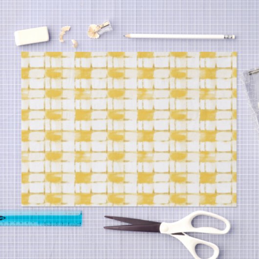 Yellow White Plaid Stripes Birthday Seidenpapier (Handwerk)