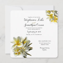 Yellow White Plumeria Hawaiian Wedding Einladung