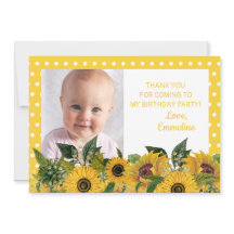 Yellow White Polka Dot Sunflower Geburtstag Danke