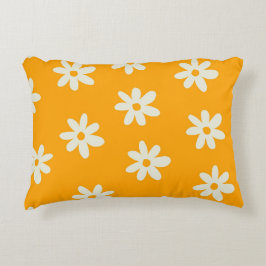 Yellow White Retro Y2K Blume Muster Dekokissen