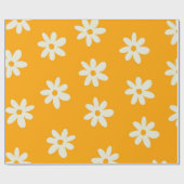 Yellow White Retro Y2K Blume Muster Geschenkpapier (Flach)