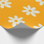 Yellow White Retro Y2K Blume Muster Geschenkpapier (Ecke)