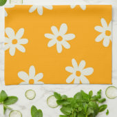 Yellow White Retro Y2K Blume Muster Geschirrtuch (Gefaltet)
