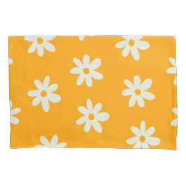 Yellow White Retro Y2K Blume Muster Kissenbezug