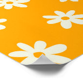 Yellow White Retro Y2K Blume Muster Poster (Ecke)